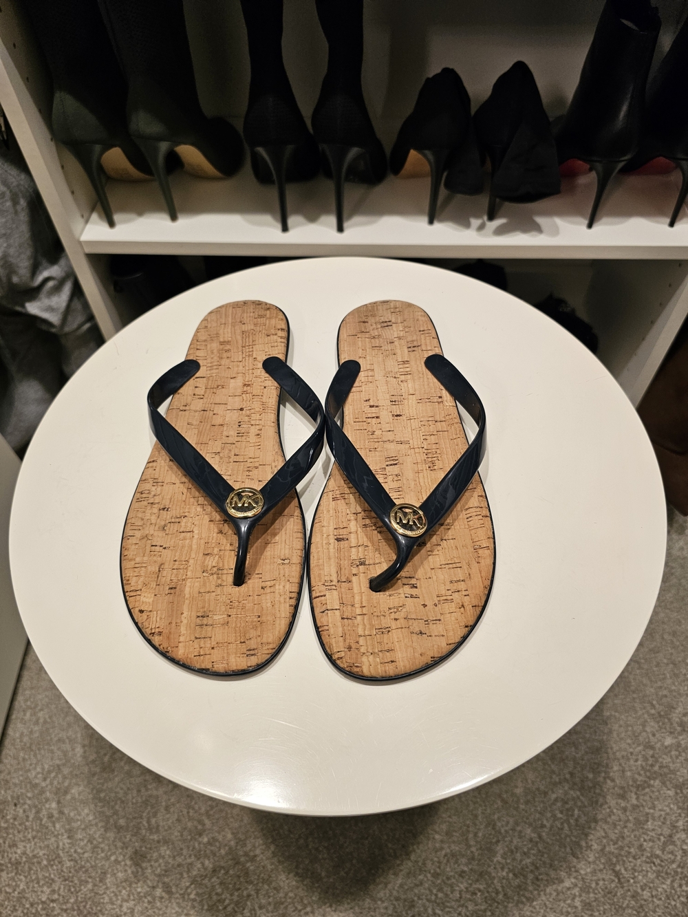 Michael Kors Navy Cork Footbed Flip-Flop Sandals